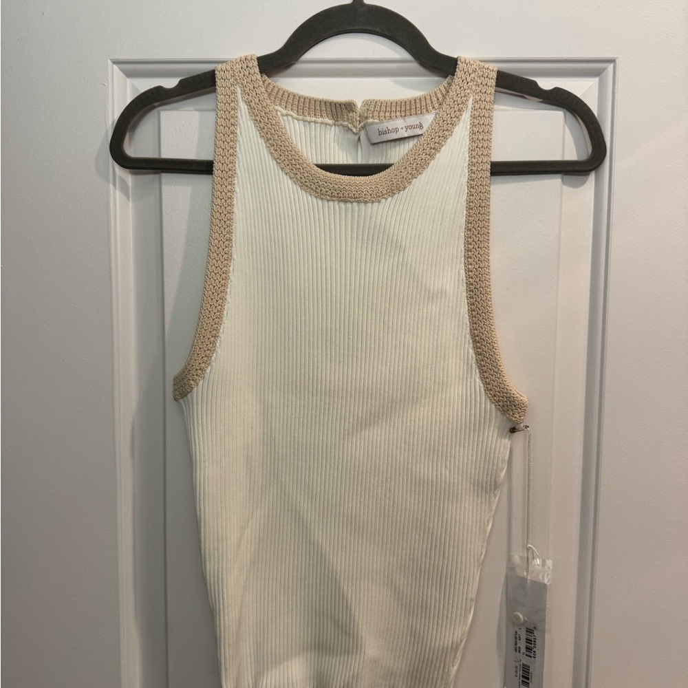 Wilfred Cream and Tan Ribbed Tank Top